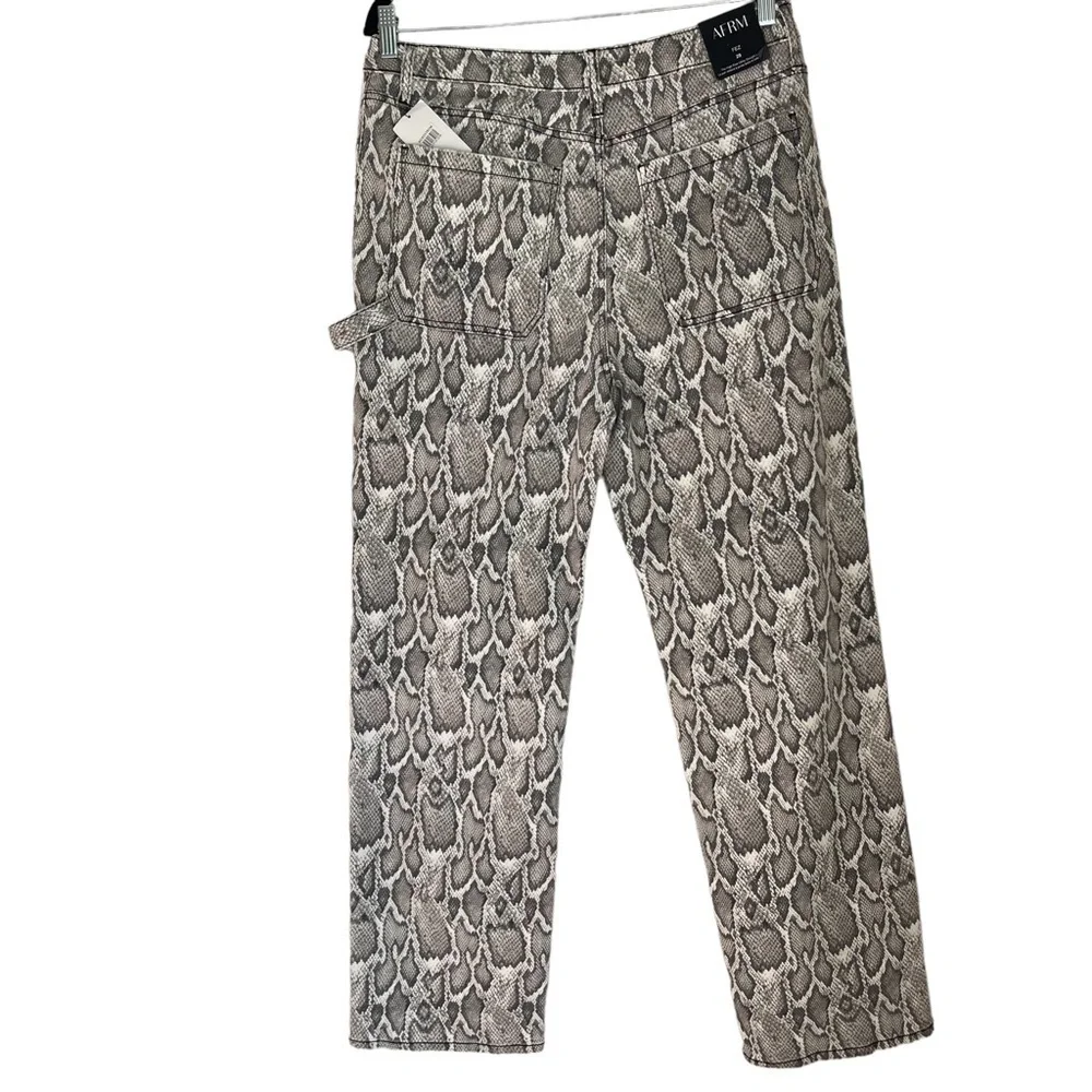 Afrm Women's Wide Leg High Rise‎ Snake Print Fez Jeans Size 30 New
